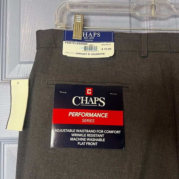 Chaps NWT Total Comfort Performance Series Dress Pants Trousers Grey Size 36/32 - Picture 13 of 13